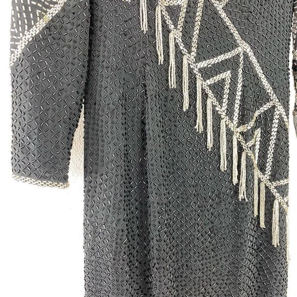 VINTAGE SHO MAX ORIGINALS Embellished Asymmetrical Silk Dress Size Medium GUC - Picture 2 of 8